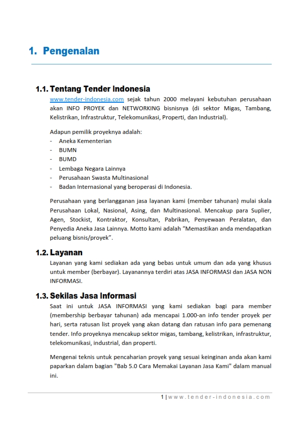 Membership Guide Tender Indonesia BAB 1 - Pengenalan 